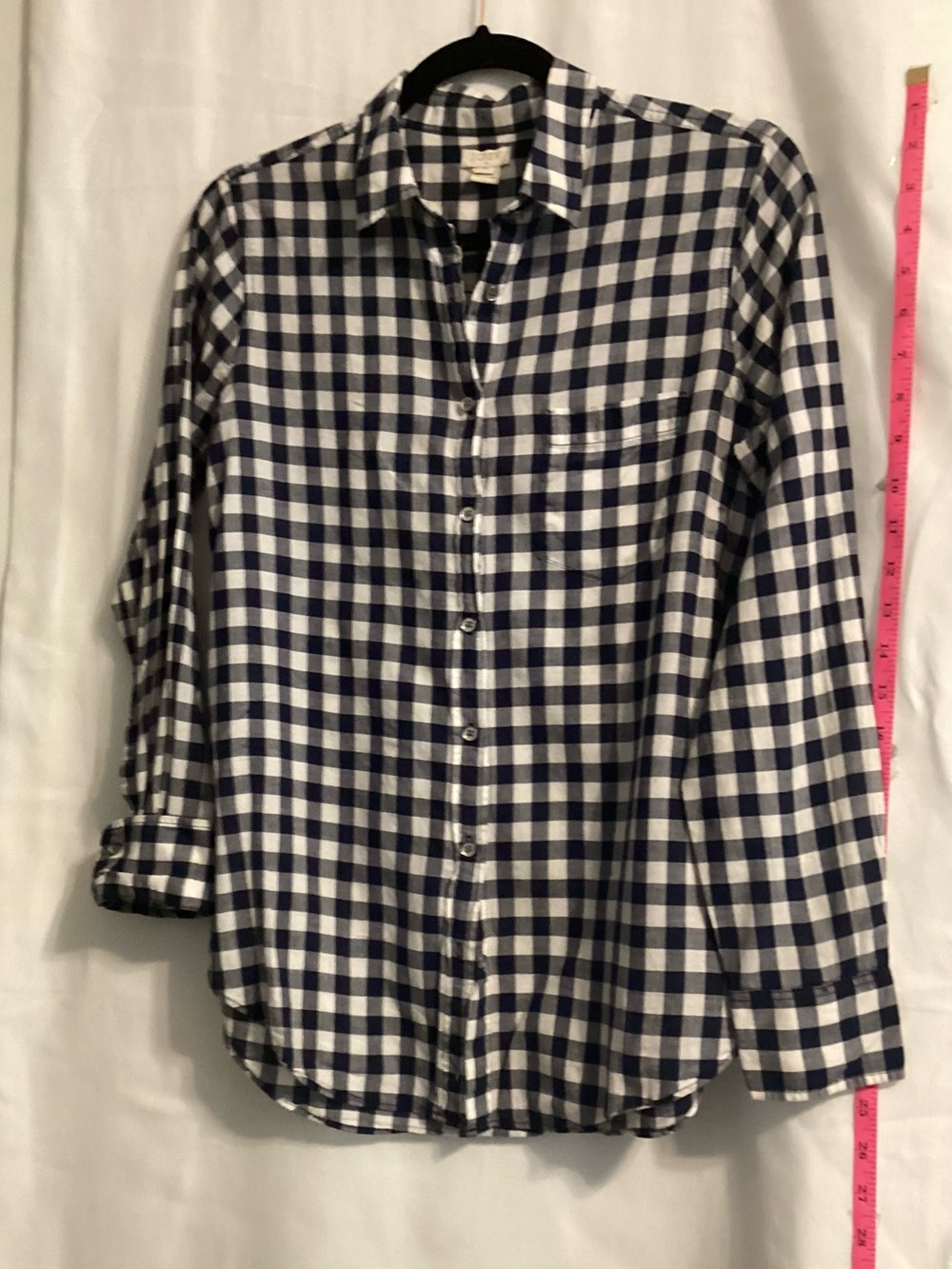 Chaps 100% cotton SZ Medium Checkered Black & White Button Shirt